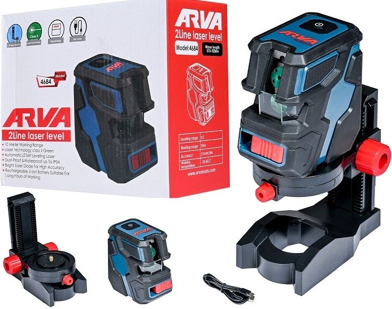 تراز لیزری دو خط (نور سبز) آروا