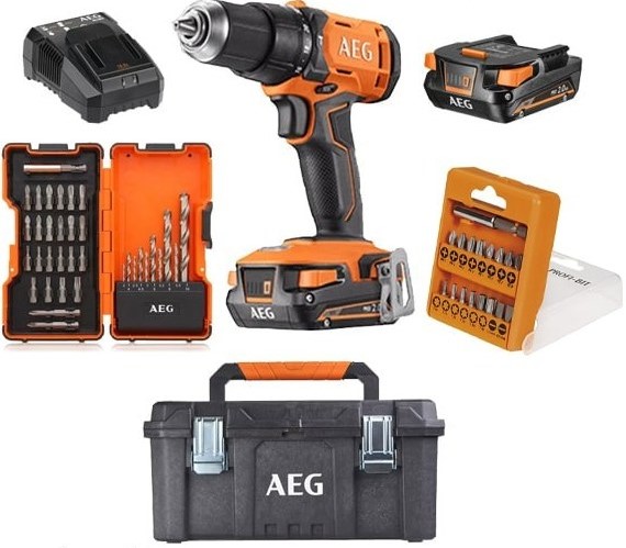 کیت دریل شارژی چکشی AEG مدل BSB18G4-203TB LK3